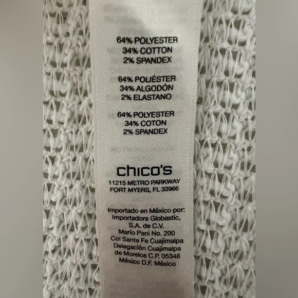 Chico's white gold long sleeve open knit sweater Sz 1 Medium - Picture 12 of 16